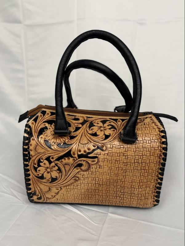 Tooled and cowhide mini