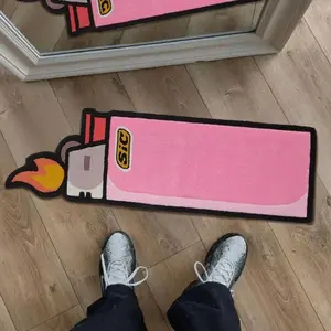 1 Pc Pink Lighter Carpet Fashion Trendy Living Room Carpet Irregular Shape Bedroom Decor Plush Rug Fluffy Soft Bedside Cloakroom Carpet Household Washing Play Area Game Area Anti-slip Floor Mat Household Decorative Rug