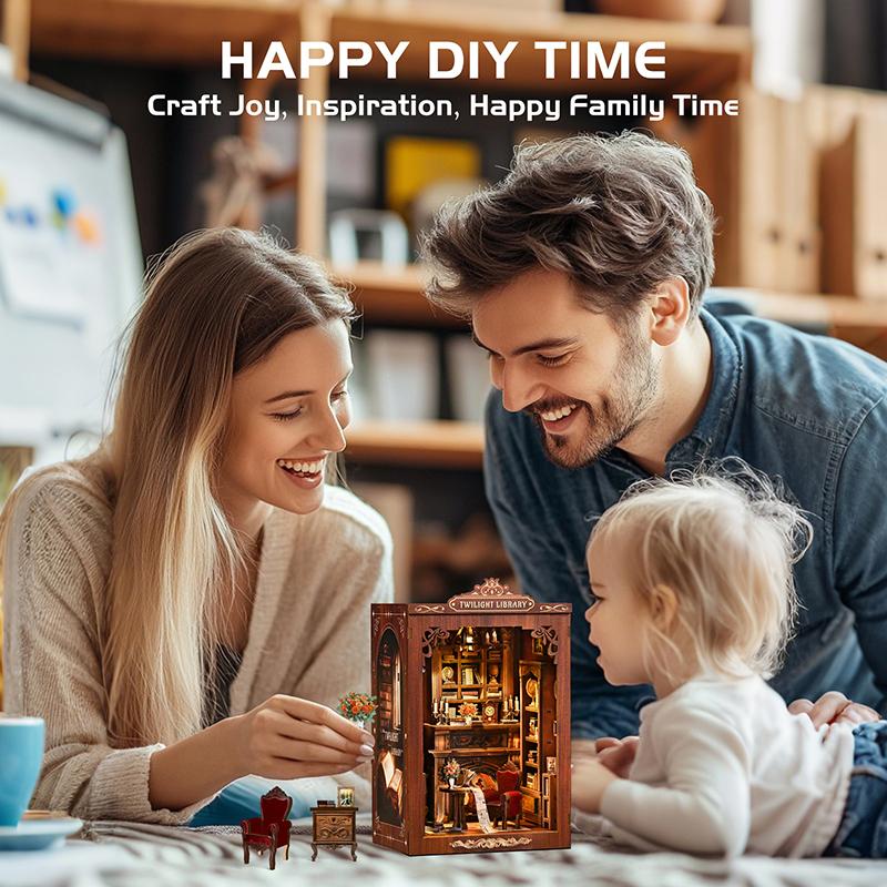【US Shipping】BOOK NOOK Twilight Library DIY hut 3D three-dimensional hand-assembled booklet toy house, Christmas gift toy house,book nook,mini house,doll house,wooden dollhouse kit,victorian dollhouse,miniature house kit,miniature kit,dollhouse