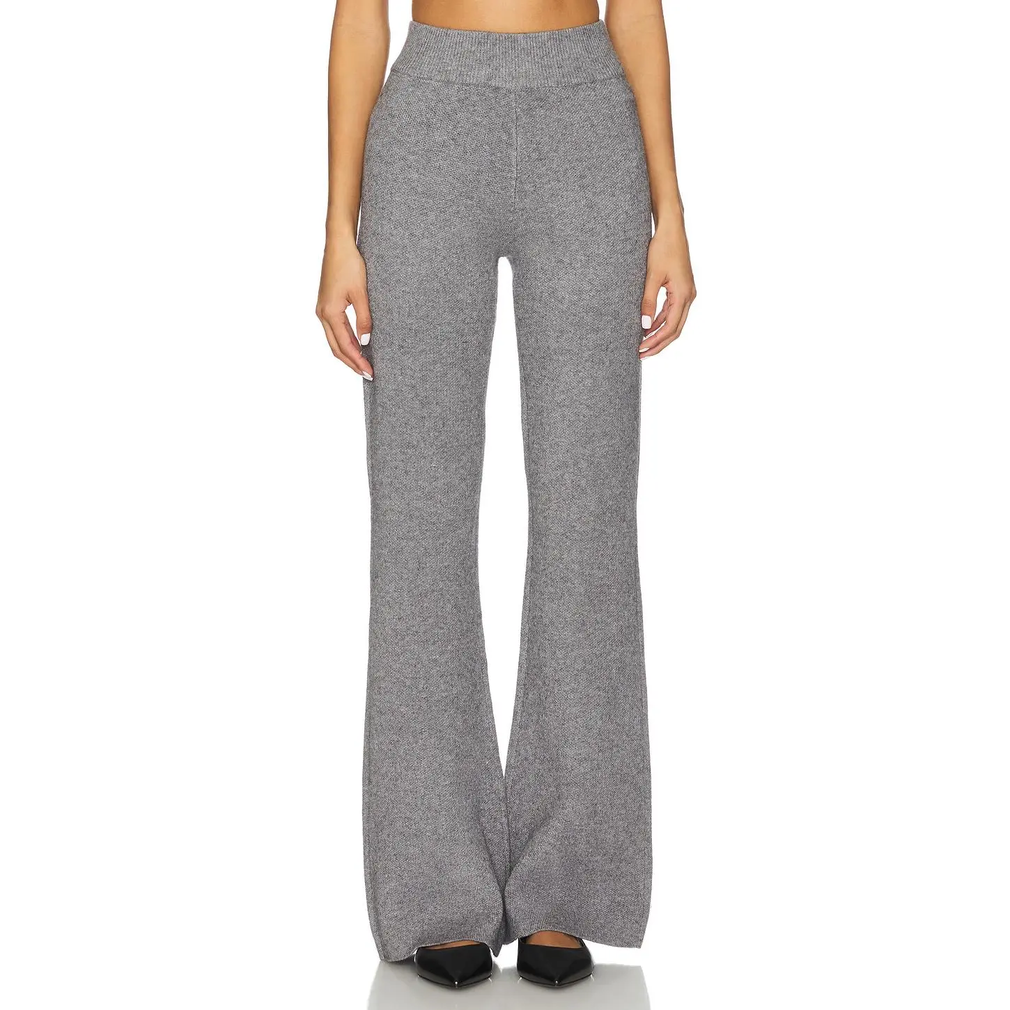 SEROYA Mickie Knit Flare Pant in Medium Grey