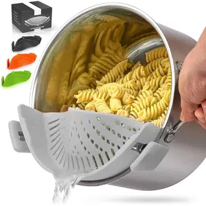 Adjustable Silicone Pot Strainer - Heat-Resistant Clip-On Strainer for Pots, Pans, and Bowls, Perfect for Pasta and Draining in the Kitchen