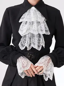 Cross collar flower bib set bow tie hand cuff Lolita Gothic scarf court shirt retro false collar Boho Casual Tie