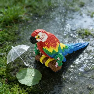 3D Parrot Puzzle Building Block Ornament for Home Office Shelf Decor, Lightweight Handcrafted Sculpture for Parties & Gifts