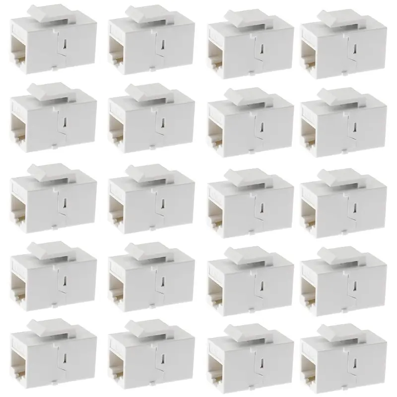 20* Ethernet Keystone Coupler, Cat6 RJ45 8P8C Inline Female Connectors for Home Office, Copper Needle for Corrosion-Free Connection (20-Pack)
