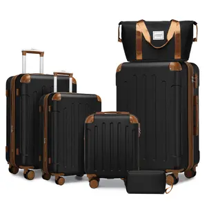 Luggage Sets 6 Piece with Duffel Bags Hardside Expandable Suitcases with Spinner Wheels TSA Lock Black TSA007 Organiser