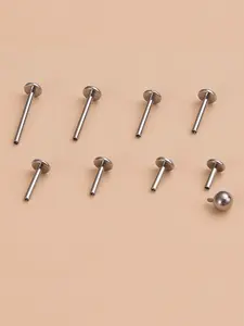 6pcs Titanium Alloy Labret Barbell Parts for Lip Piercing Earring Stud Internally Threaded Piercing Replacement Additions
