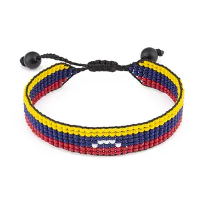 Venezuela Flag Bracelet: Handmade, Adjustable Boho-Style Rope Bangle with Patriotic Design