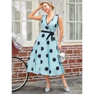 1950S BOW POLKA DOT SWING DRESS Casual Womenswear