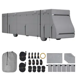 【fathersdaygift】VEVOR Class A RV Cover, 40-43 ft Motorhome Cover, Non-woven Fabric Motorhome RV Cover, Waterproof, Windproof and Rip-Stop, Camper Cover with Storage Bag, Repair Patches, Straps and Tire Covers