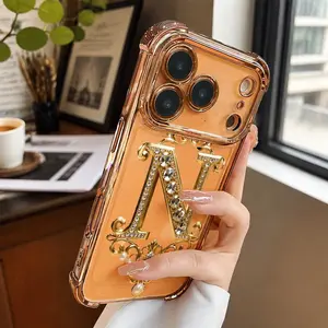 Creative Diamond & Gold "N" Pattern TPU Full-Coverage Lens Cellphone Case - Shockproof, Non-Slip, Drop-Proof Protection for iPhone X, XS, 17 16 15 14 13 12 11 Series & Other Devices, Ideal Gift for Friends, Essential Phone Accessories