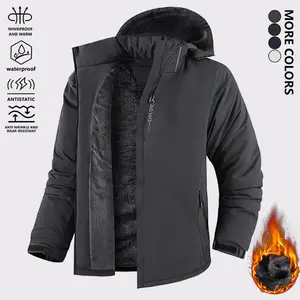Men's Heavyweight Hooded Tactical Jacket, Fleece Lined Thickened Windproof Waterproof Warm Coat, Simple and Comfortable Outdoor Casual Jacket, Suitable for Autumn and Winter Hiking, Camping Travel, Daily Commuting Wear jacket parka raincoat