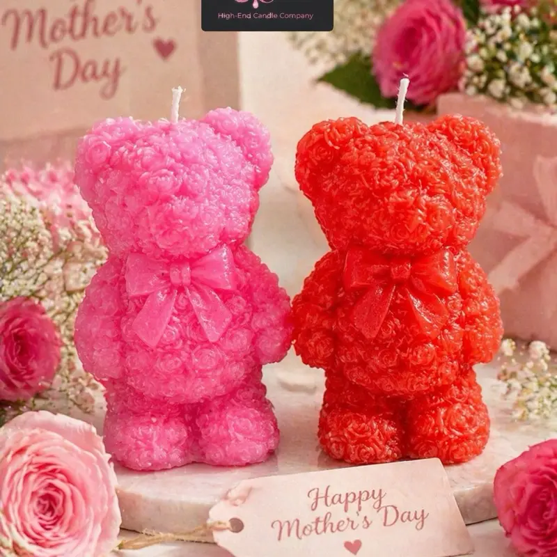 Forever Mama Bear Candle - Luxurious Floral Aroma with Real Rose Petals for Elegant Home Decor & Empowering Atmosphere