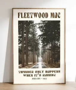 Fleetwood Mac Music Poster 70s Vintage Wall Art Song Lyrics Print Gift For Music Lover Decor Photo