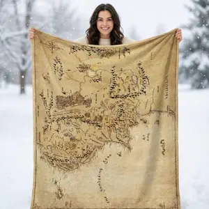 Fantasy World Map Vintage Blanket Ultra Soft Minky Sherpa Cozy Warm Bedroom Couch Sofa Wall Art Throw Decor Birthday Gift Christmas Gift for Adventure Lovers Teens Men Women Kids Explorer Style