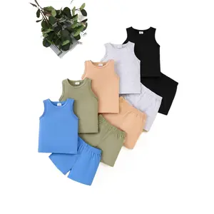 Infant and toddler soft and comfortable knitted fabric solid color underwear vest and shorts set, 10-piece pack, breathable and elastic