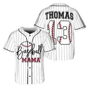 Custom Baseball Mama Pinstripe Jersey, Personalized Name Number Shirt