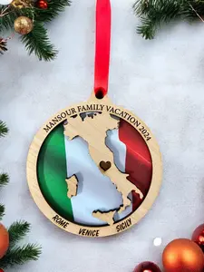 Personalized Italy Ornament, Italy Christmas Ornament,  Italian Ornament, Travel Souvenir, Vacation ornament, Italia, Italy Souvenir.