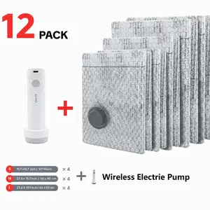 [2026 Upgraded] X7 Cordless Travel Vacuum Storage Compression Bag Set with Rechargeable air Pump 12 Pack Waterproof &Reusable Compression Packing Bags for 3Size, 140L/Min Powerful Air Removal,Perfect for Carry-On Suitcases Summervibes