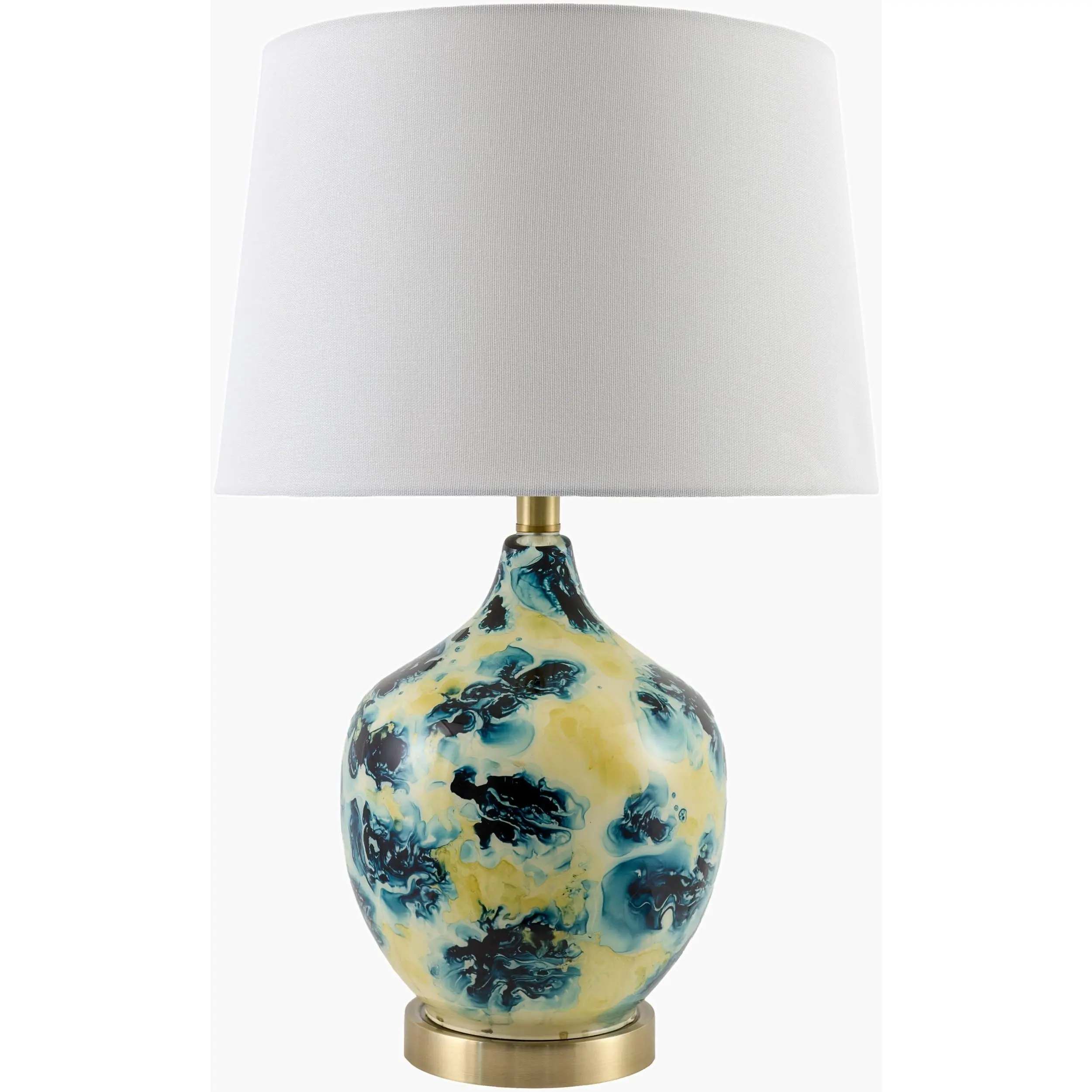 Muted Deep Teal Traditional Table Lamp with linen details for bedside or console tables