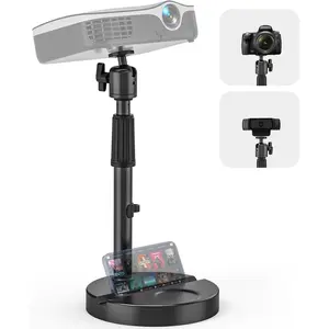 Desktop Projector Stand Table, 11" - 17.7" Extendable Height Stand with Heavy-duty Base and 1/4" Ball , 360? Rotation Webcams Projector Mount Holder for , Office, Outdoor Projection