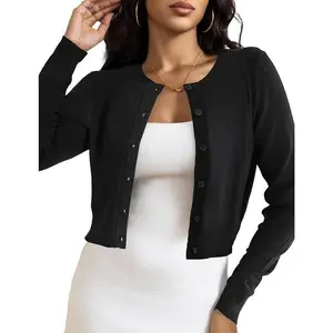 Cropped Cardigan Bolero Shrug for Women, Button Down Long Sleeve Knit Sweater for Dresses,for Jeans, S to XL
