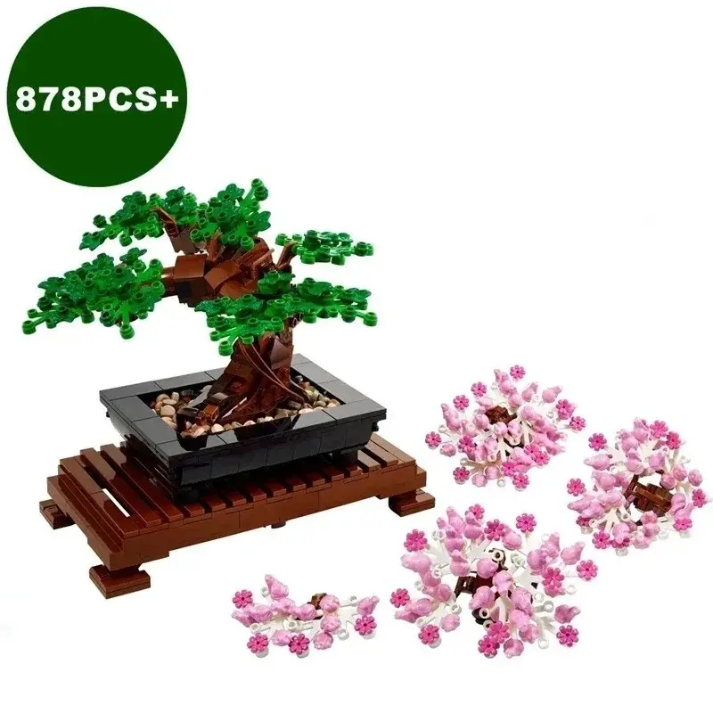 New Miniature Tree 878 Pieces Home Decor Plant Pot Toy, Creative Building Blocks DIY Building Model Gift for Kids and Adults, Birthday Present for Boys and Girls, Building Block Assembly