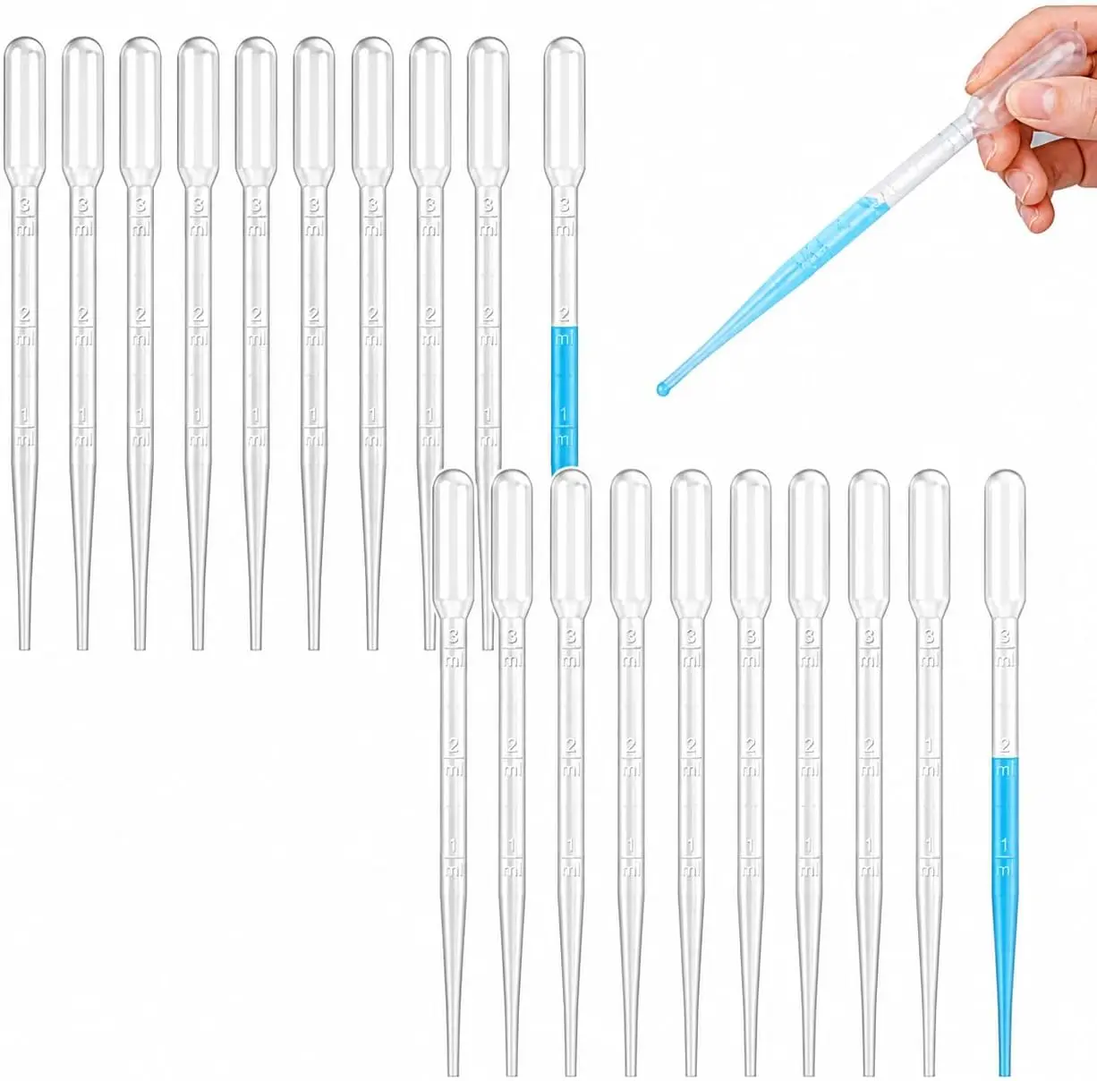 100PCS Plastic Disposable Transfer Pipettes, 3ml Calibrated Pipette Dropper for and Science Laboratory | Plastic Liquid Droppers