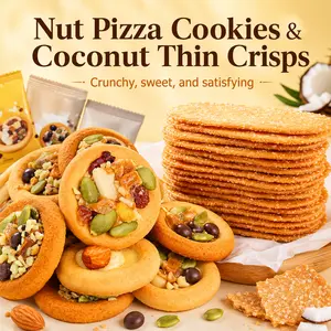 Nutty Pizza Crisps & Coconut Milk Thins Variety Pack – Savory Pizza Flavor Crackers with Real Nut Pieces + Light, Crunchy Coconut Biscuits, Individually Wrapped Snack Duo for Lunch Box, Office, Party & On-the-Go