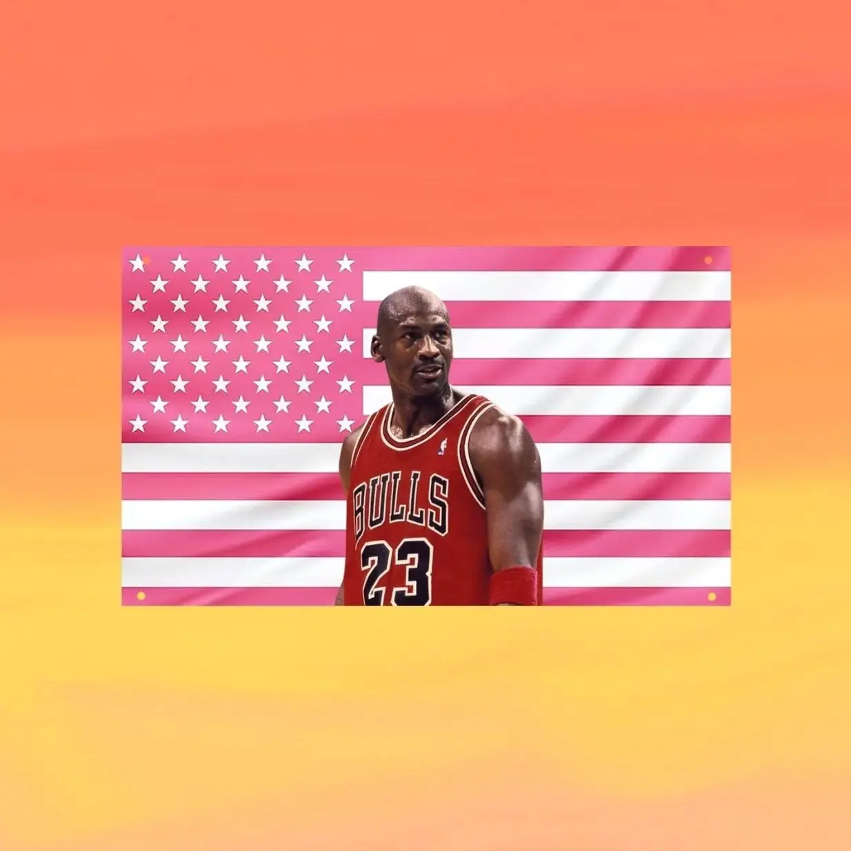 Michael Jordan Pink US Wall Tapestry Flag, Basketball Wall Art, Sports Bedroom Decor, Fan Banner