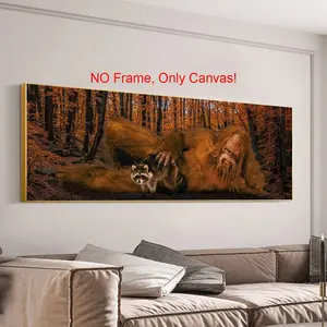 Bigfoot Pattern Canvas Painting without Frame, Funny Animal Pattern Hanging Wall Art, Wall Decor for Home Living Room Bedroom Office, Ornaments