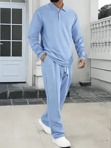 Men's Luxury Retro Two Piece Set - Seasonal Long Sleeve and Pants, Front Buckle Closed, Suitable for Business, Formal, and Semi Formal Occasions - Elegant Men's Two Piece Set, Casual, Business