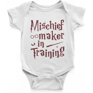 Freedomtees Mischief Maker in Training Baby Bodysuit – Funny Infant Outfit – Wizard in training Baby Gift