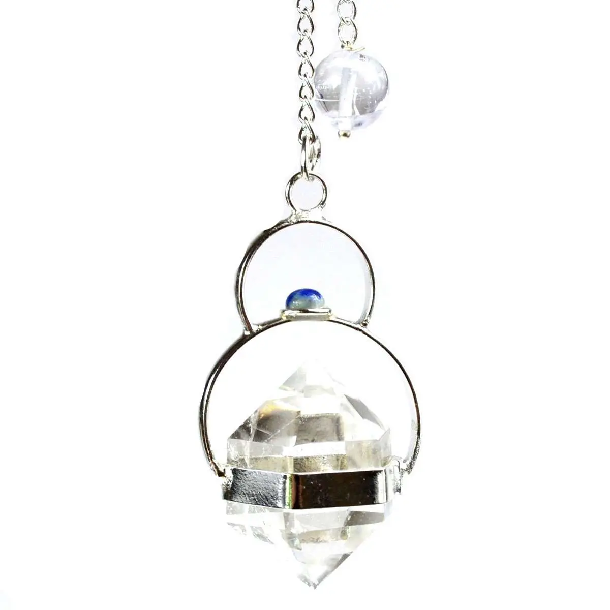 Faceted Clear Quartz & Lapis Lazuli Pendulum — Crystal Divination