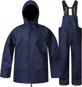 Rain Suits for Men Waterproof Duty Rain Gear Hi-Vis Rain Jacket & Pants for Fishing