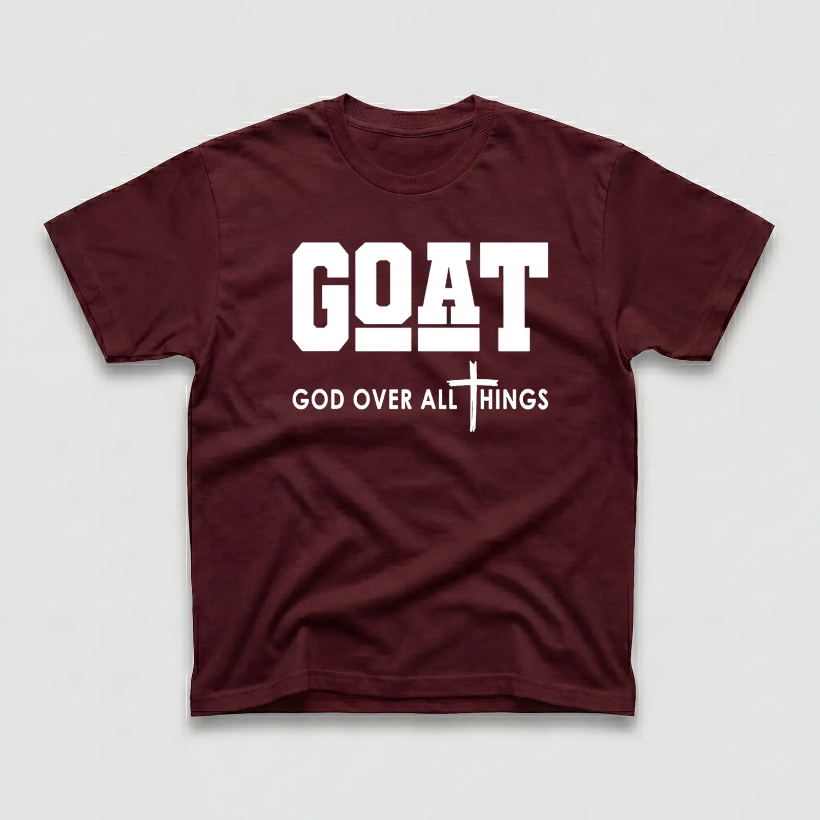 Goat God Over All Things Shirt Casual Style Crew Neck Short Sleeve T-Shirt Tops Trendy for Unisex, Perfect Gift Grey Classic