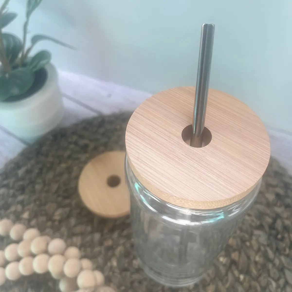 12 qty, 70mm Bamboo Lids fits Sublimation or beer can glasses