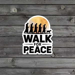 Buddhist Monks Walk For Peace Sticker, Spiritual Mindfulness Decal, Meditation Zen Sticker, Peace Walk Gift, Trendy Calm Aesthetic Sticker