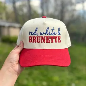 "Red, White & Brunette Hat – Trendy Patriotic Baseball Cap for Women | Perfect Gift for Mother’s Day & Father’s Day | Adjustable Snapback Summer Hat" summerwins