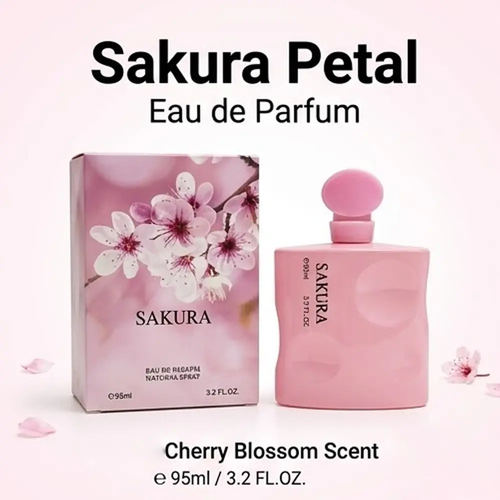 SAKURA Women's Eau de Parfum 95ml: A long-lasting, fresh, and youthful floral fragrance with sweet floral and fruity notes, perfect for daily wear, commuting, and dates. Comes in an elegant gift box—ideal for gifting or personal use.