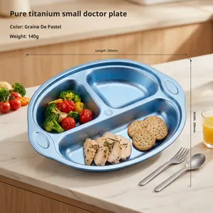 MUTTI Titanium Kids Plates - Divided Toddler Plates More hygienic, easier to clean Play Food Tableware Durable Utensils Tableware