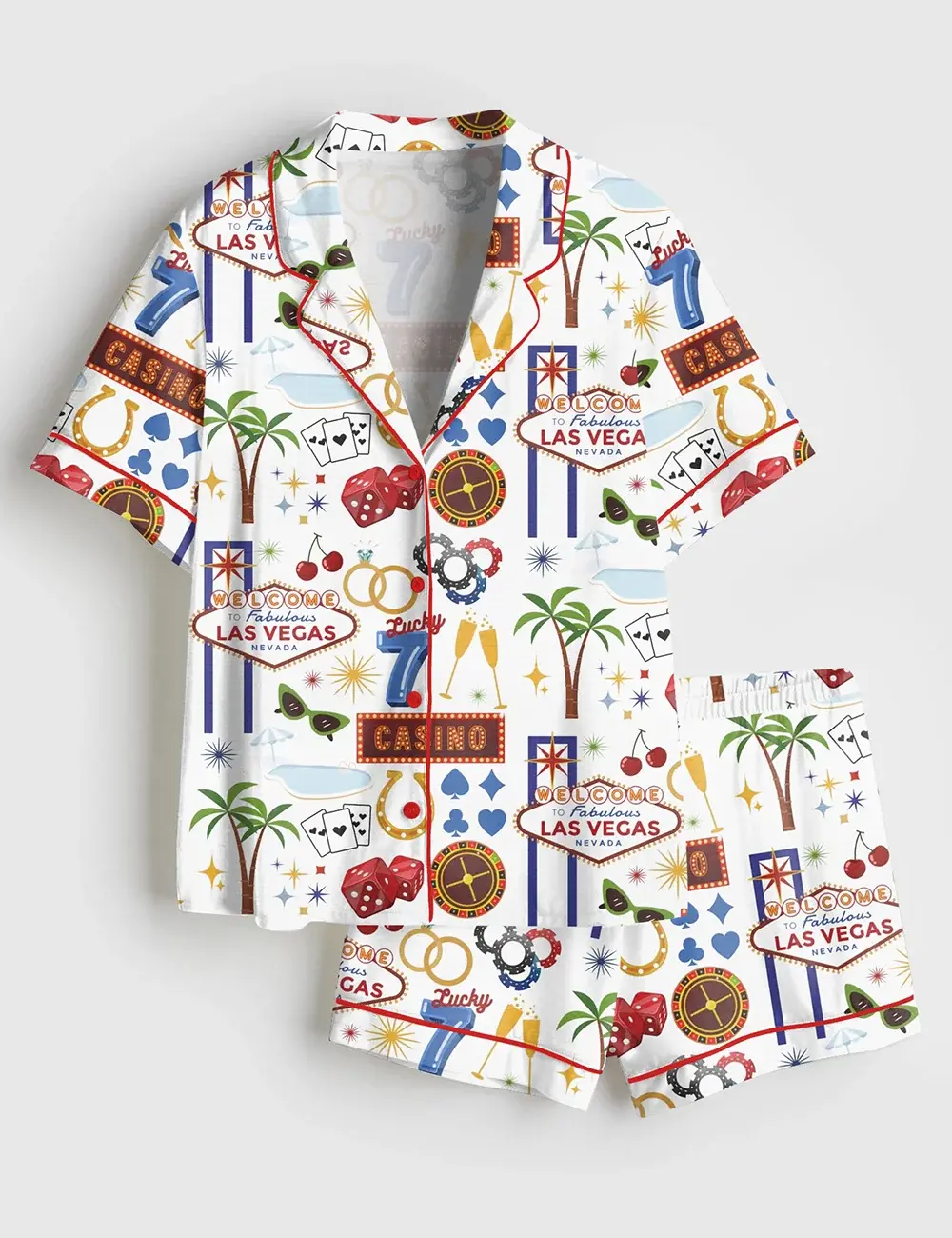 Las Vegas Travel Long and Short Sleeve Pajama Set, Sleepwear for Women, Pajama for Girl