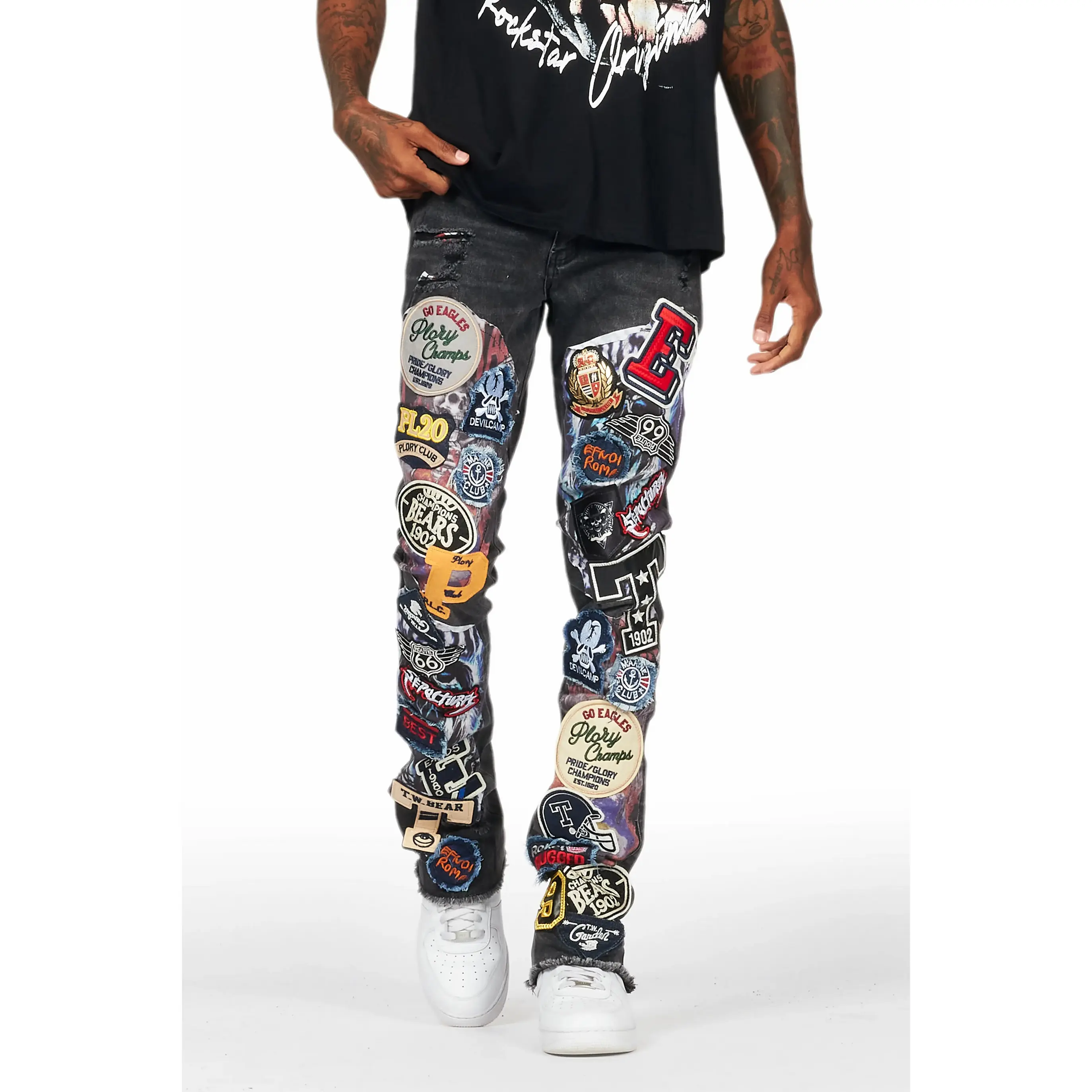 Espen Black Stacked Flare Jean