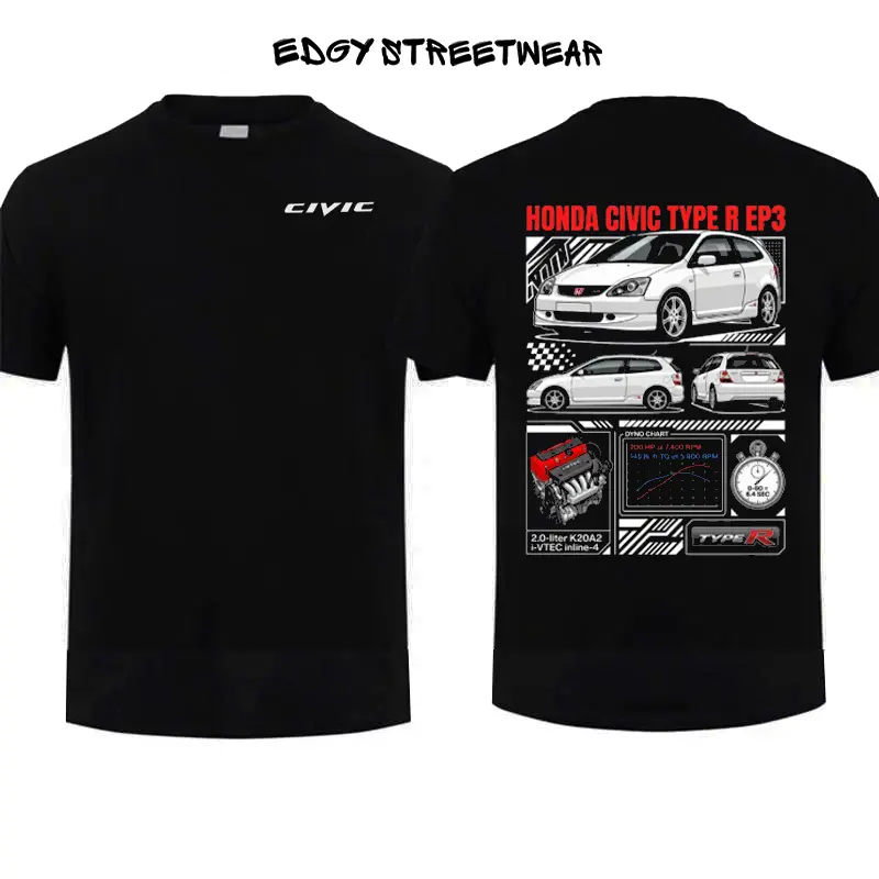 Civic Type R EP3 T Shirt Men, Car Enthusiast Graphic Tee Outdoor Sports Apparel Gift Men Short Sleeve Casual Everyday Shirt Made in USA, For Men