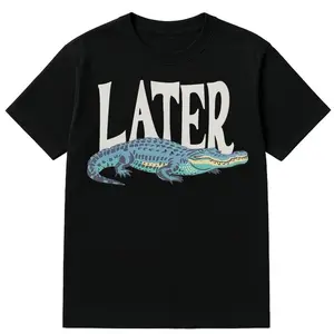 Crocodile T-shirt Retro 90s Style Short Sleeve Funny Graphic Loose Fit Tee for Men & Women Casual Gift Idea Round Neck Menswear Top classic  rock moon  rocks macco
