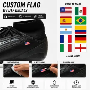 Custom Flag Stickers for Soccer Cleats – UV DTF Waterproof Decals (Set of 2)