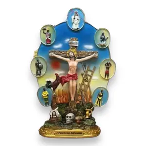 7 African Powers with Jesus Christ Resin Figurine - 13" Tall - 7 Potencias Africanas con Jesucristo  Religious Decor