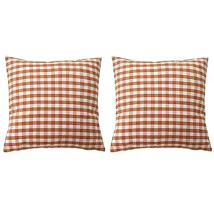 2-Piece Country Plaid Throw Pillow Covers, 18x18 Inches, with Concealed Zipper, Removable and Washable, Suitable for Sofa, Bed, and Decor – Checkerboard Decor Pillows (No Filler Included)