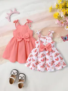 Adorable Bow Suspender Princess Dress Set for Toddler Girls