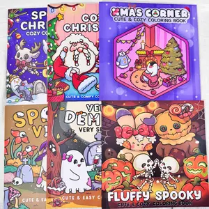 Cute Coloring Books Set, Ghost and Christmas Theme, Stress Relief Coloring Book, Kids Art Supplies, Ideal for Daily Drawing, Travel, Bedtime Activities