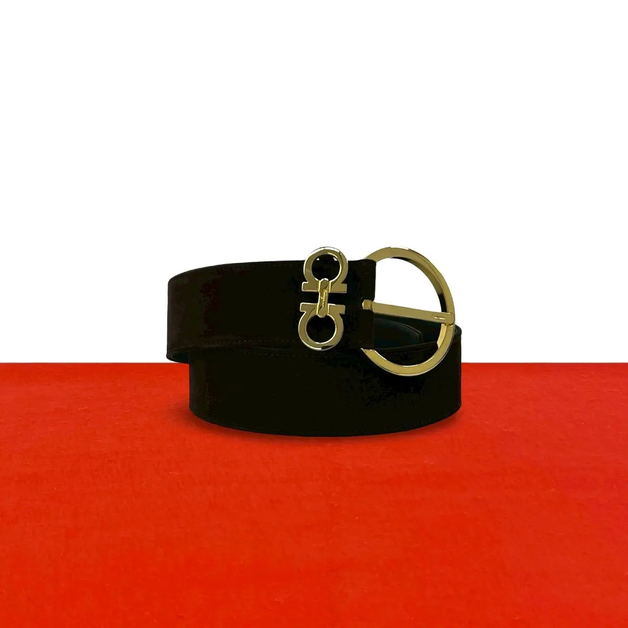 Pre-owned SALVATORE FERRAGAMO Suede Small Leather Goods Leather Belt